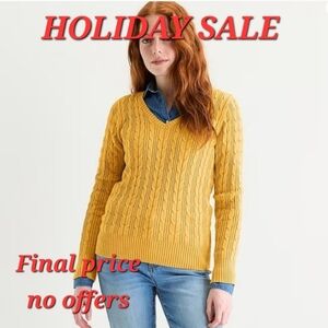 St. Johns Bay V Neck Cable Knit Sweater XL NWT